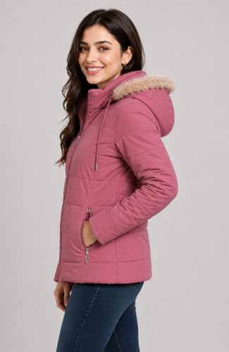 Image of SANE ORIGINALS Winter Jacket for Women with Detatchable Hoodie Cap || Lightweight Full Zipper Regular Fit Warm Jacket for Ladies