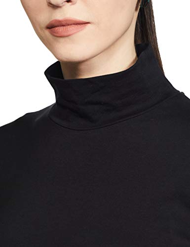 Image of Marks & Spencer Womens Solid Cotton Blend Turtle Neck Fitted T Shirt