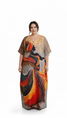 Image of Gypsie Blu Women Plus Size Kaftan Dress Beach Cover Up Maxi Dresses for Women, V-Neck Kimono Sleeve 1X-3X