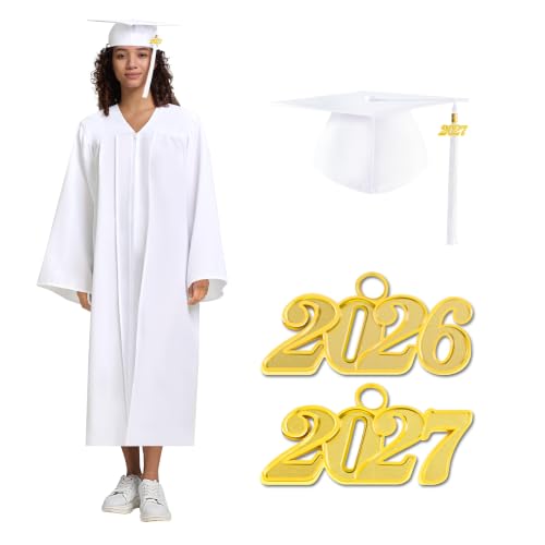 Image of Graduation Cap Gown 2026 2027 Matte Unisex for High School Bachelor | Heavyweight Matte Polyester,Zipper Closure,Adjustable Cap,Sizes 39-60,Bulk Orders Available
