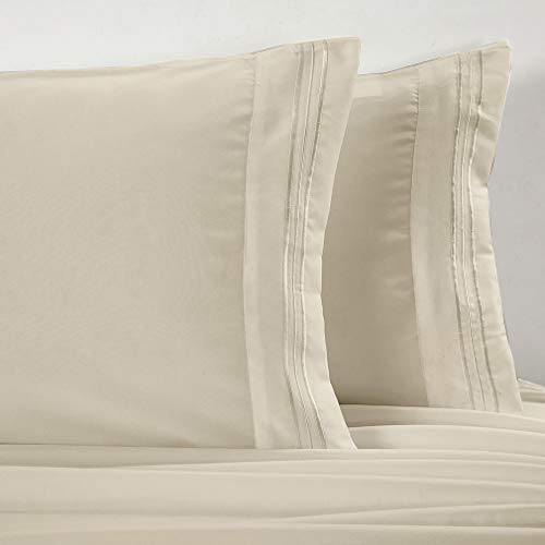 Parure de lit drap plat beige chic et taie d'oreiller de luxe - 6