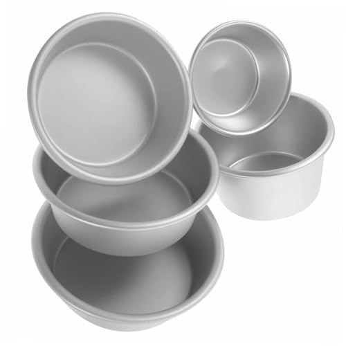 CIYODO 5個 食品グレードアルミ合製小型ケーキ型 耐熱プリン エッグタルト型 滑らかで取り外しやすいベーキングカップ 家 レストラン ベー