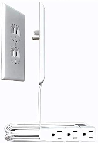 Sleek Socket Ultra-Thin Outlet Concealer with Cord Concealer Kit, 3 Outlet Power Strip, 8-Foot Cord, Universal Size, UL Certified (Ideal for Livingrooms & Bedrooms)