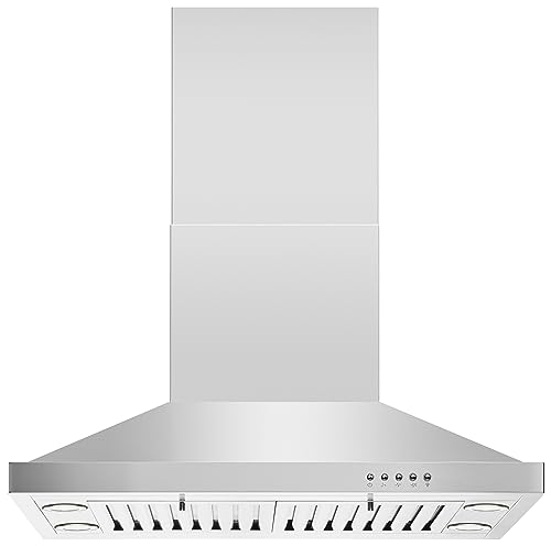 Blue Ocean 30" RH02I Stainless Steel Island Mount Kitchen Range Hood | 760 CFM | PRO PERFORMANCE | Over Stove Vent with 4 Lights | 3 Speed Exhaust Fan | Ducted/Ductless Convertible Duct