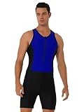 Loodgao Mens One Piece Sleeveless Surfing Swimsuit Sun Protection Zip Front Racerback Wetsuit Bodysuit Swimwear Blue XX-Large