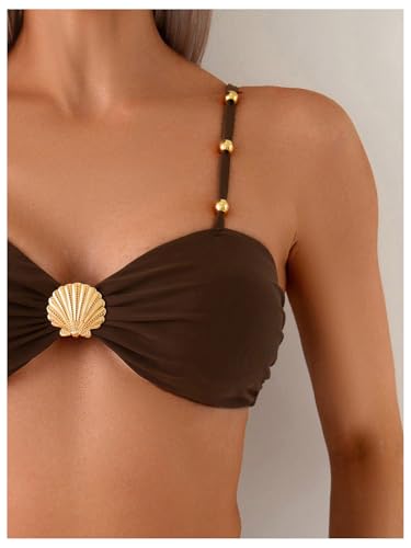 MakeMeChic Women's High Waisted Bikini Sets Metal Shell Swimsuit Bathing Suit Swimwear4