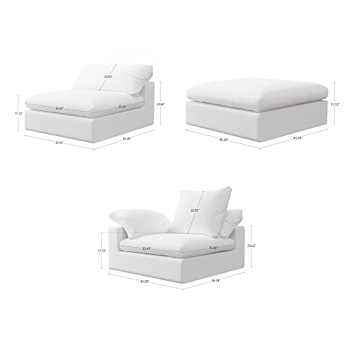 Cebihy Cloud Puff Sofa Modern Modular Sectional Sofa 4 Seat, Cushion Covers Removable, High Density Memory Foam, White #TOP1