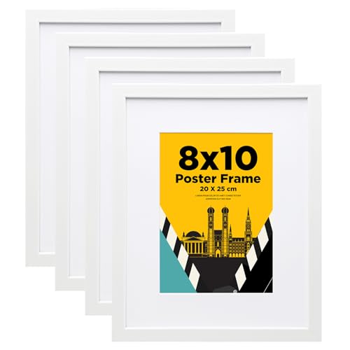 Egofine 20x25cm Bilderrahmen Weiß 4er-Set Robuste HolzVerbund-Fotorahmen fur Bilder 13x18cm mit Matte - Horizontal oder Vertikalfur Wandbehange oder Tischdekoration