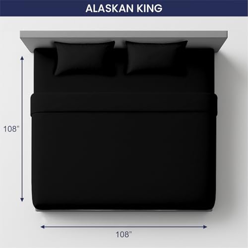 Image of SGI bedding 108 inchx108 inch 4 Pc Alaskan King Sheet Set 600 TC 18 inch Deep, Black