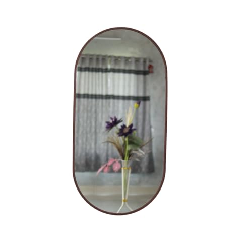 Image of Modern Elegance Capsule Shape Wall-Mounted Mirror Metal Framed Wall Mirror Bathroom Mirror Living Room Mirror Home Decor Mirror 24 x 48 Inches Color Copper MF 108