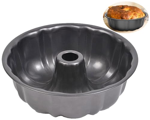 LANYOTA Ring Cake Tin, 24cm/26cm Tin Round Cake Pan Tray, Non-Stick Baking Moulding Tin, Carbon Steel,Fluted Ring Pan