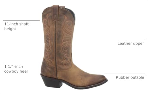 Image of Laredo Womens Bridget Embroidered Round Toe Casual Boots Mid Calf Low Heel 1-2 inch - Brown
