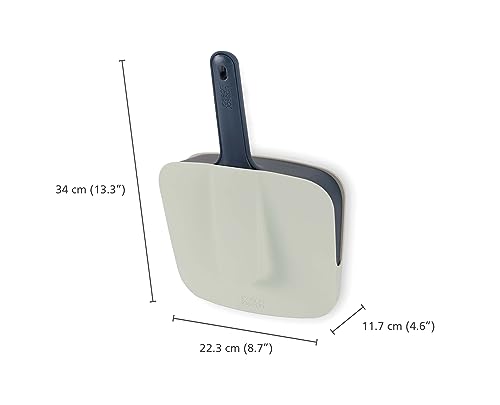 Joseph Joseph CleanStore Wandmontierter, Kehrschaufel- und Bürsten set für den Innenbereich Boden feger, Weiche Borstenbürste und Kamm für den Innenbereich, Blau