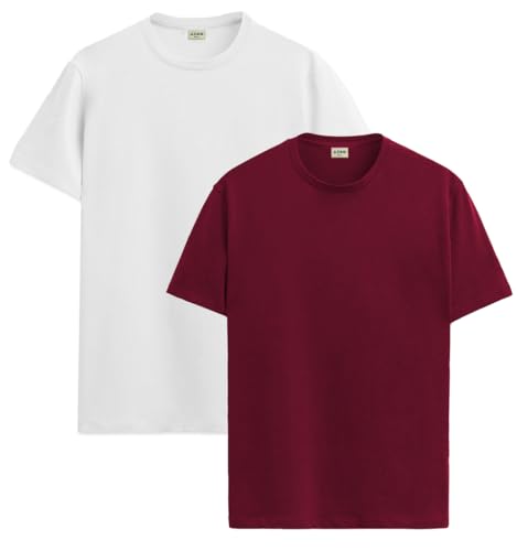 Image of ADRO Men's Cotton Regular Fit Combo Plain Solid T-Shirt Pack of 2