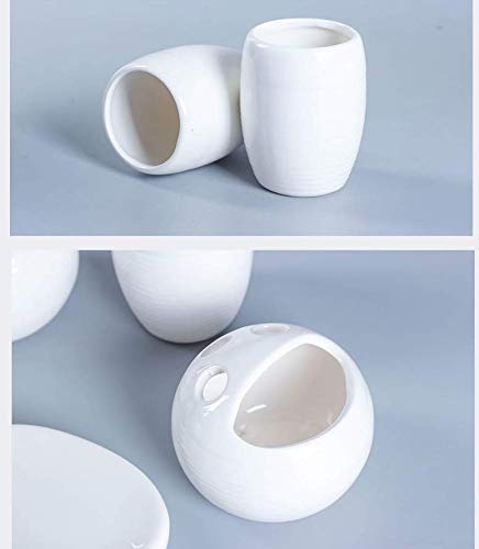Skywalk Ceramic White Bathroom Set of 4 Pieces - Soap Dispenser, Tumbler, Soap Dish, Brush Holder 2