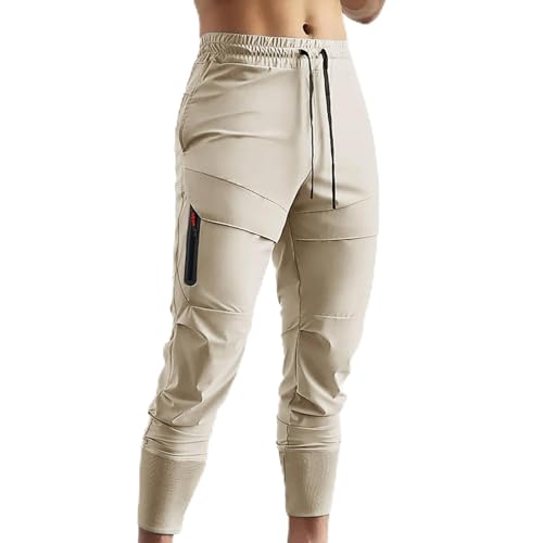 Voylansi Pantalones cargo de ajuste holgado para hombre, parte inferior elástica, pantalones casuales para gimnasio, entrenamiento, cómodos, para correr, pantalones ligeros con bolsillo, cordón