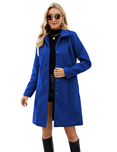 Tanming Women's Wool Long Peacoat Single Breasted Trench Coat Outerwear Winter Overcoat (Blue-M) #TOP11