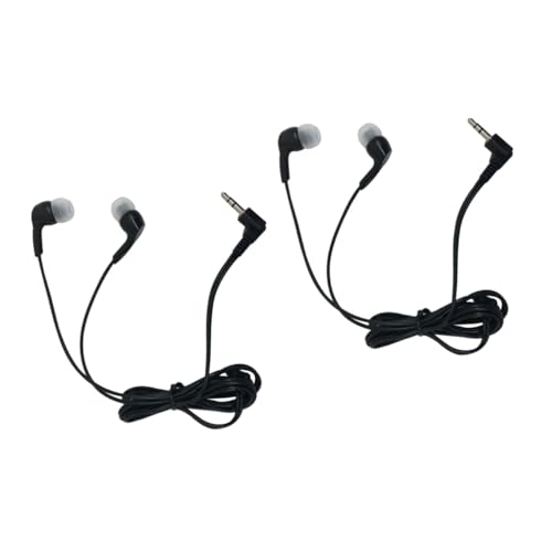 MOLUCKFU 2個 有線電話イヤホン Iemイヤホン 耳栓コード付き 電話ヘッドセット イヤホンイヤホン 音楽用耳栓 有線耳 コード付きイヤホン ワイヤーヘッドホン ワイヤーイヤホン Black
