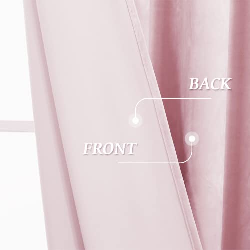 Image of RYB Home Blush Pink Velvet Curtains 90 inches - Soft Velvet Drapes Sunlight Block Window Treatment Sets, Luxury Home Decor Rod Pocket Drapery, Wide 52 x Long 90, 2 Pcs