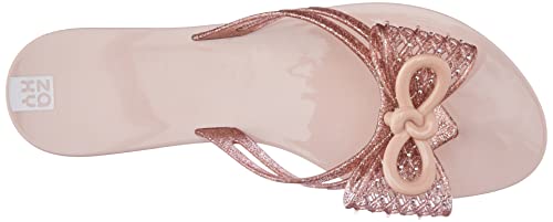 Rasteira Brilha, Zaxy, Feminino, Nude Claro Glitter, 37