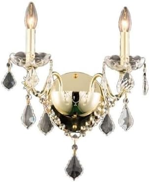 Elegant Lighting St. Francis Collection 2-Light Wall Sconce with Royal Cut Crystal, Gold Finish