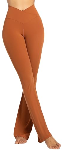 Image of Sunzel Flare Leggings, Crossover Yoga Pants with Tummy Control, High-Waisted and Wide Leg
