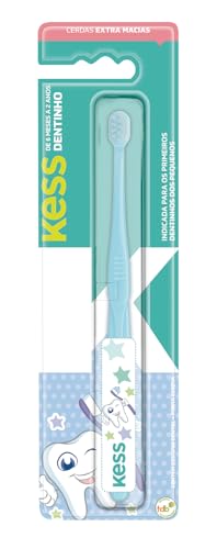 Escova Dental Infantil Dentinho com Estojo Protetor, Kess, Azul/Rosa