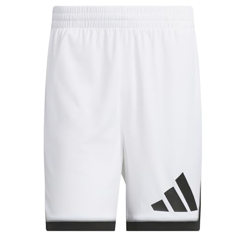 adidas Men's Basketball Badge of Sport Short, White/Black, M 5 inch