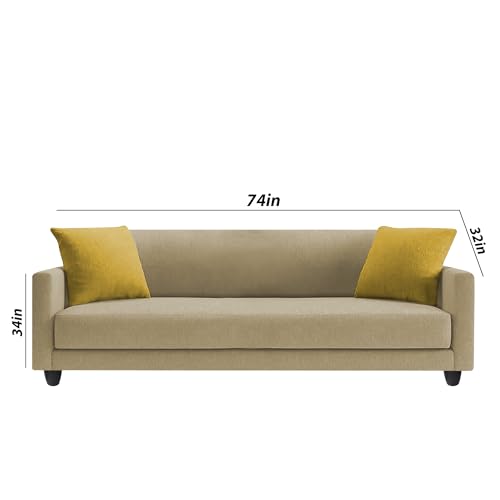 Image of Casaliving Dominic 3 + 2 Seater Sofa Set for Living Room (Cream) Premium Fabric Sofa