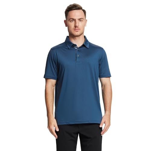 Image of Mens Polo Shirts Short and Long Sleeve Casual Solid Stylish Dry Fit Performance Designed Collared Golf Polo Shirts for Men
