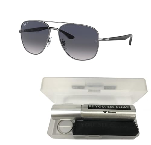Ray-Ban RB3683 Sunglasses Bundle: RB 3683 004/78 Gunmetal Blue Gradient Polar and Eyewear Cleaning Kit2