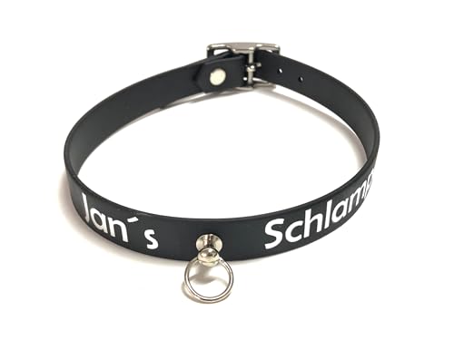 Personalisiertes BDSM Halsband, 2 cm Breite, Biothane Material, Schwarz mit Ring, Handgefertigt in Deutschland