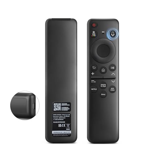 Rechargeable Voice BN59-01432A Remote Replacemen Compatible with Samsung OLED Neo QLED Crystal UHD Frame Solar CU8000 DU8000 CU7000 DU7200 Q60C/D Q70C/D Q80C/D QN85C/D QN90C 4K 8K Smart TV 2 Year Full