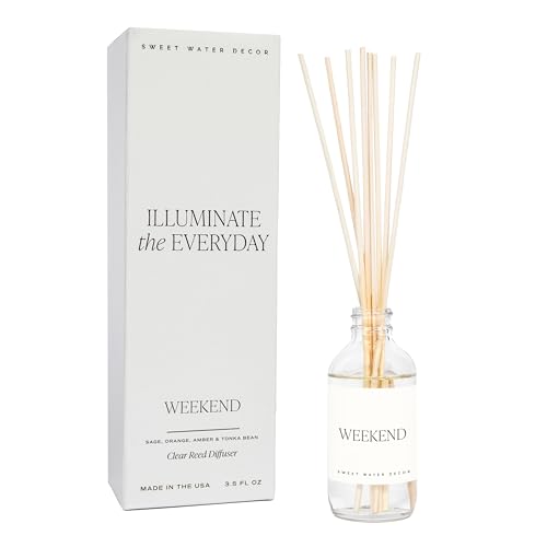 Image of Sweet Water Decor Weekend Reed Diffuser Set for Home - Sage, Orange, Amber, Tonka Bean Scented Reed Diffusers - Air Freshener Lasts 4+ Months, Made in the USA