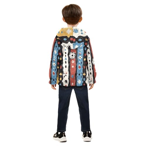 Boho Pattern Girls Fleece Jacket Girls Fall Jacket Girls Zip Up Hoodie Girls Sherpa Jacket 2-10T4