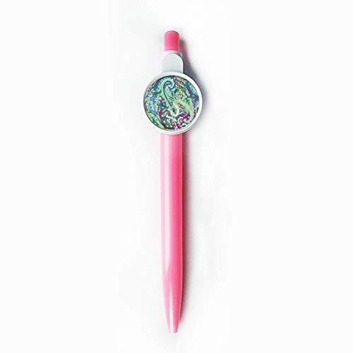 Stylo à bille rétractable anti-bavure à motif fleurs bleues et feuilles