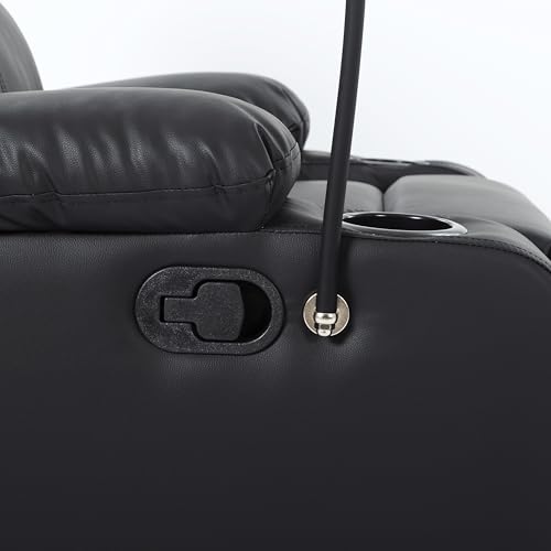 Image of Recliner Chair, Oversized Reclining Chair with Phone Holder & 2 Cup Holders, Leather Wide Rocker Chair for Adults, Single Reclining Sofa Recliner for Living Room, Office, Theater Seating