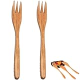DKJEkdje Wood Fork for Cooking, Meat Serving Forks Salad Servers Spaghetti Forks for Eating Cooking
