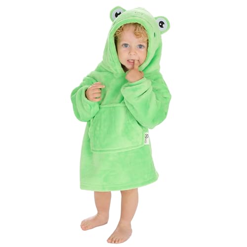 Oversized Hoodie For Kids Snuggle Blanket Wearable Hoodie Oversize Warm Toddler Girl Boy Frog Age 1-3
