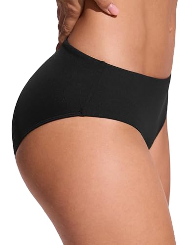 Image of CRZ YOGA Mid Waisted Bikini Bottoms | Mid Cut Leg, Medium Bum Coverage, Full Lining, Swim, Bathing Suit Briefs for Women