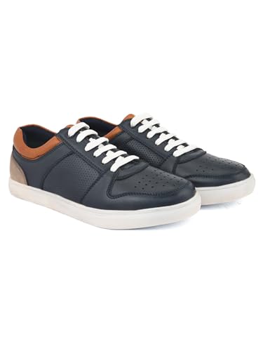 Image of STANPHORD Mens Eclipse Steps Sneakers | Perforated Chunky Casual Lace Up Shoes | Trendy Flat Sole Slip Resistance Comfortable Footwear