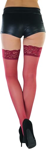 Image of ToBeInStyle Women's Wide Floral Lace Fishnet Thigh Hi Stockings