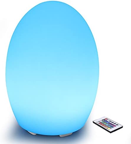 Borelor 8-inch LED Egg Shape Night Light, 16 Color Changing Rechargeable Mood Lamp with Remote Control, Dimmable Decorative Lighting for Home/Party/Wedding/Lawn Decoration(Feet Version)