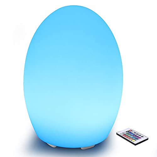 Borelor 8-inch LED Egg Shape Night Light, 16 Color Changing Rechargeable Mood Lamp with Remote Control, Dimmable Decorative Lighting for Home/Party/Wedding/Lawn Decoration(Feet Version)