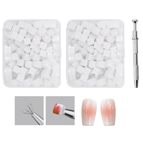 YPYMOD 200 Esponjas para Decoración de Uñas, Herramientas de Renderizado con Pinza, Cepillo de Esponja, para Diseño de Uñas(Blanco)