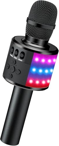 Image of Ankuka Wireless Karaoke Microphone with Speaker - Bluetooth Mic for Singing with LED Lights | Kids & Adults Portable Karaoke Mike with Echo Effect & 1800 mAh Battery for Birthday Home Party D168