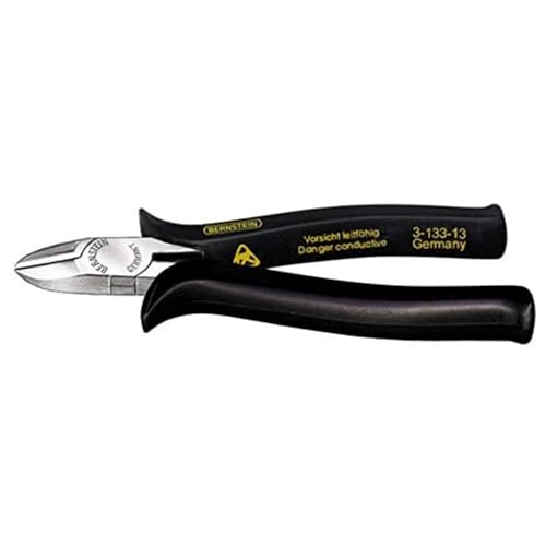Bernstein Werkzeug Seitenschneider, 145 mm, ableitfähige schwarze Handschutzhüllen, 3-133-13
