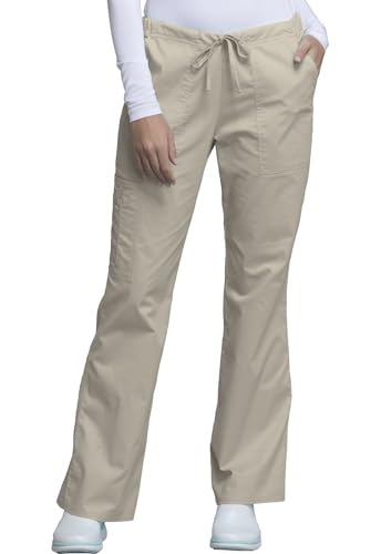 Scrubs for Women Workwear Core Stretch Drawstring Cargo Scrub Pants 4044, L, Khaki