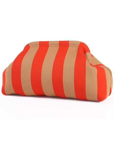 Image of Woven Clutch Purses for Woman,Summer Beach Purse for Vacation, Woven Striped Dumpling Bag,Crochet Evening Handbag