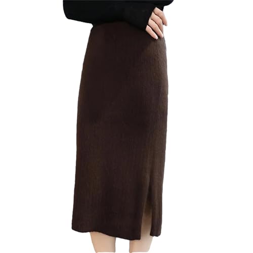 Plus Size Thickened Knitted Half-Length Skirt Women Autumn Winter Wrap-Around Midi Straight Split Base Skirts